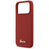 Guess Silicone Script Metal Logo MagSafe Case til iPhone 17 Pro Max - Rød