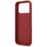 Guess Silicone Script Metal Logo MagSafe Case til iPhone 17 Pro Max - Rød