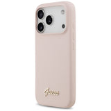 Guess Silicone Script Metal Logo MagSafe Case til iPhone 17 Pro - Pink