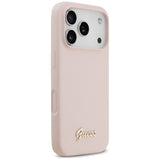 Guess Silicone Script Metal Logo MagSafe Case til iPhone 17 Pro - Pink