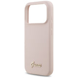 Guess Silicone Script Metal Logo MagSafe Case til iPhone 17 Pro - Pink