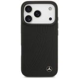 Mercedes læder Large Laurel Leave MagSafe Case til iPhone 17 Pro - sort