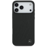 Mercedes læder Large Laurel Leave MagSafe Case til iPhone 17 Pro Max - sort