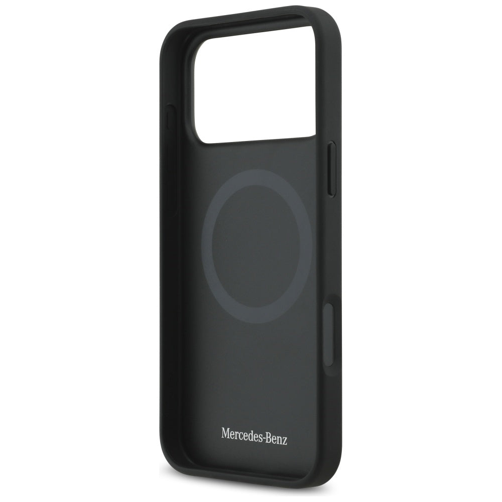 Mercedes læder Large Laurel Leave MagSafe Case til iPhone 17 Pro Max - sort