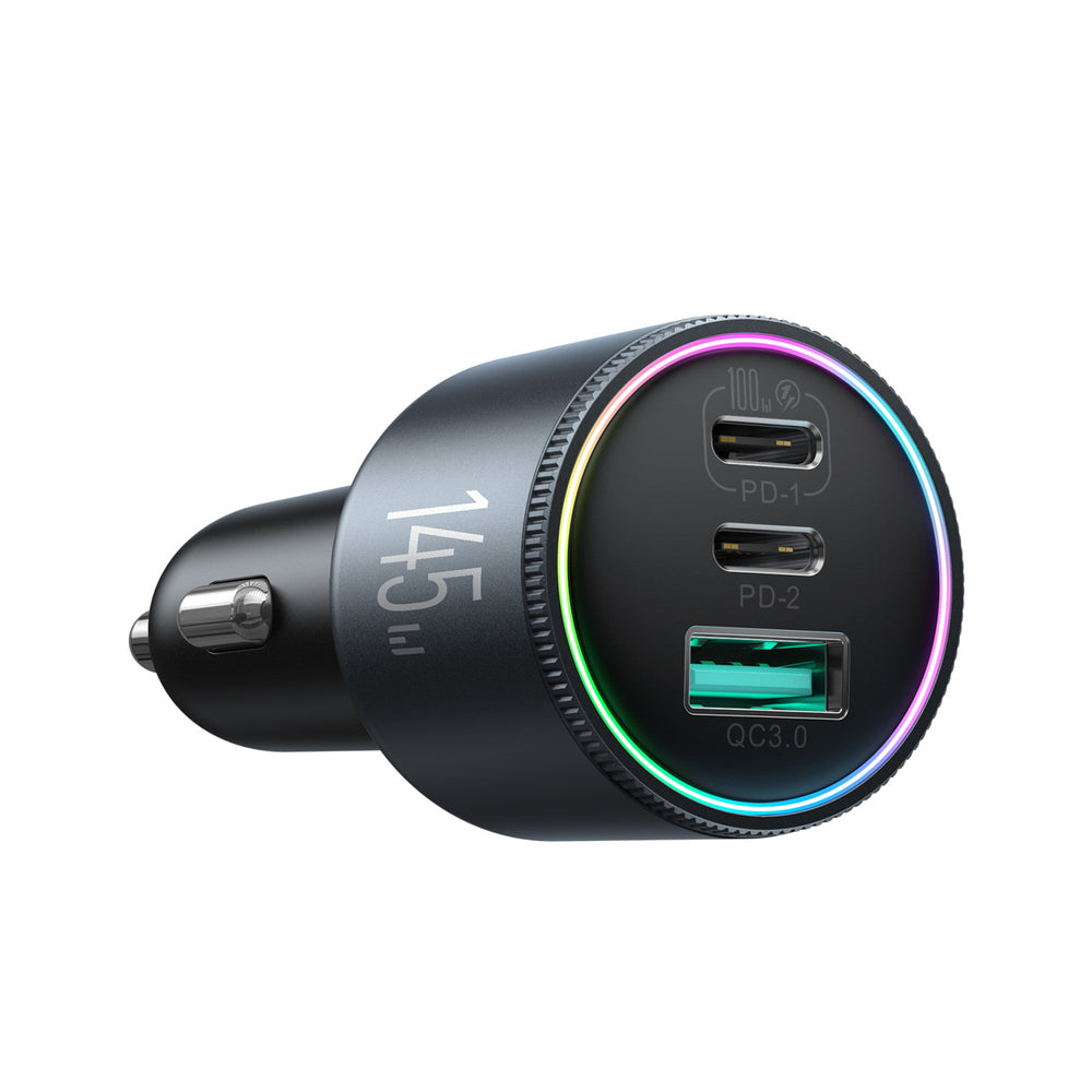 Joyroom JR-CCN07 145W Biloplader 2xUSB-C USB-A + 100W USB-C Kabel - mørkgrå