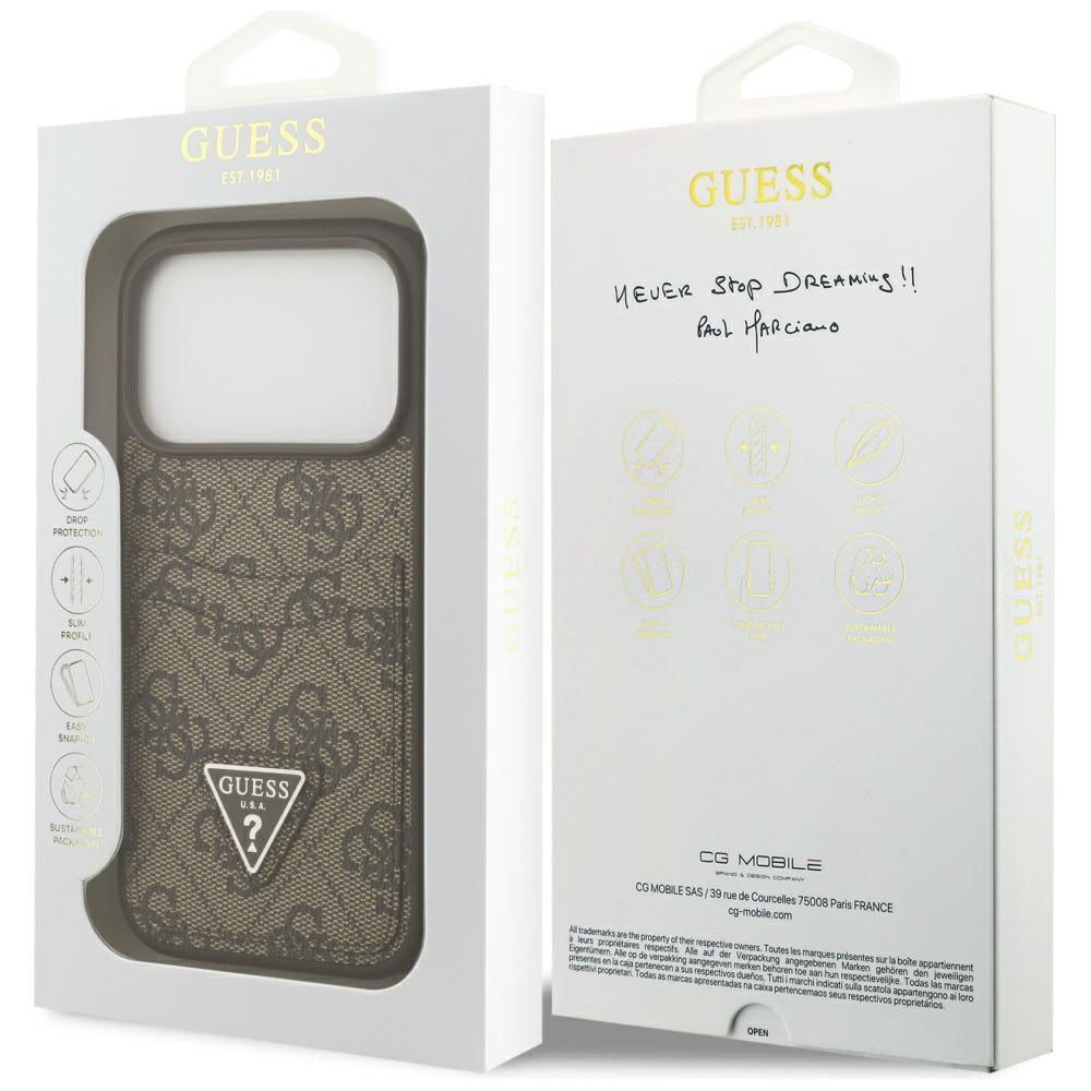 Guess 4G Nauble Card Triangle Case til iPhone 17 Pro - Brunt