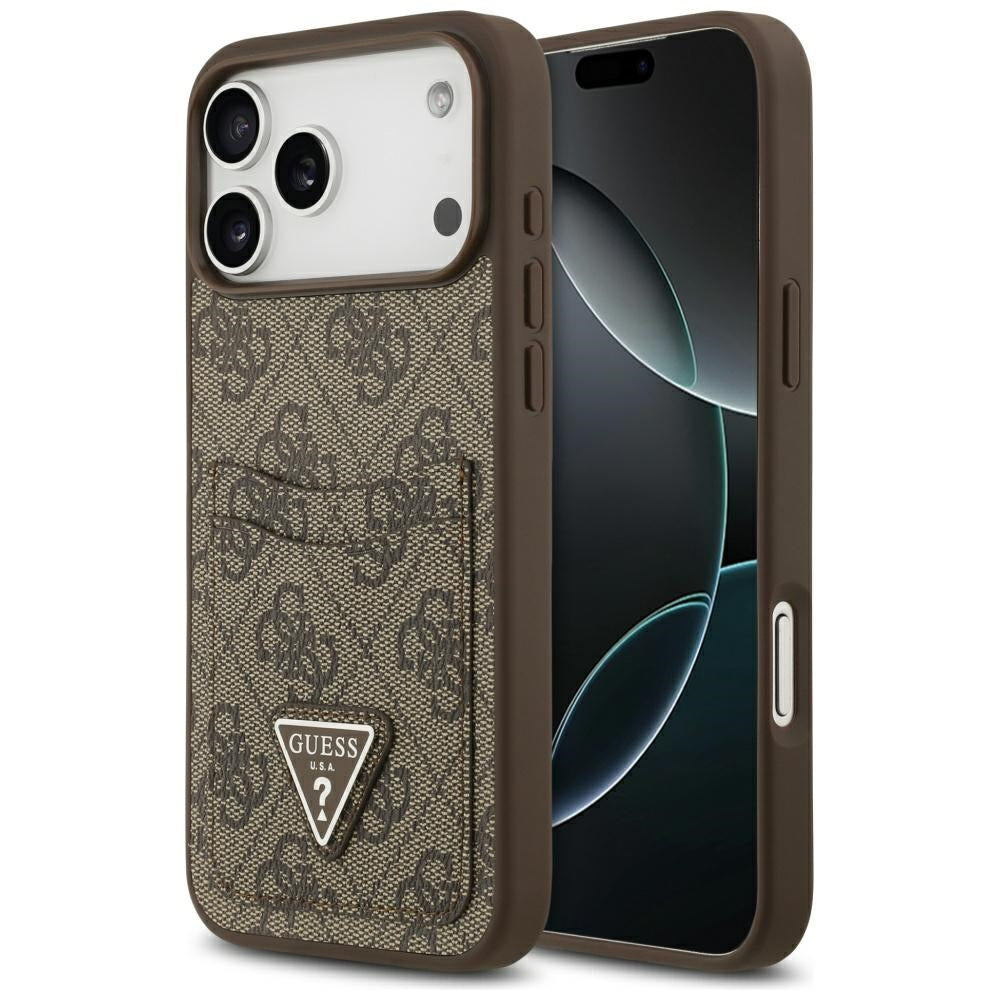 Guess 4G Nauble Card Triangle Case til iPhone 17 Pro Max - Brunt