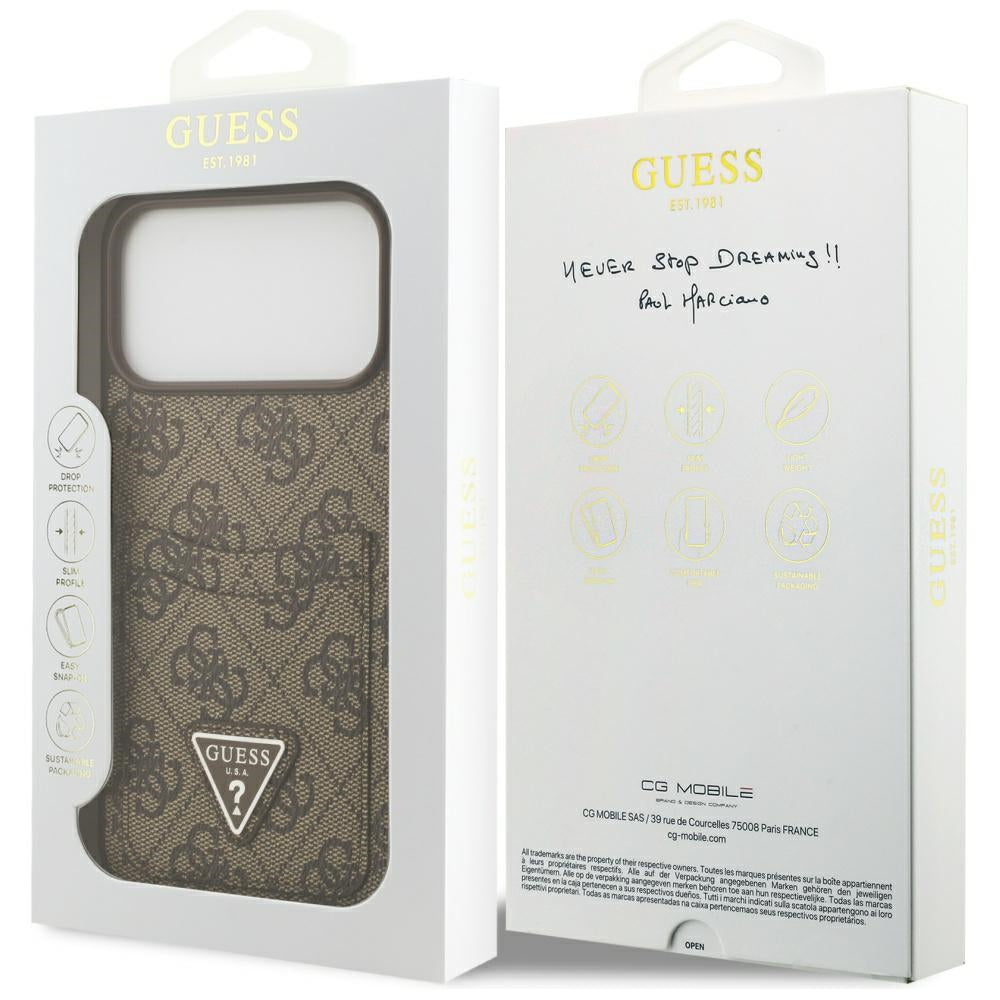 Guess 4G Nauble Card Triangle Case til iPhone 17 Pro Max - Brunt