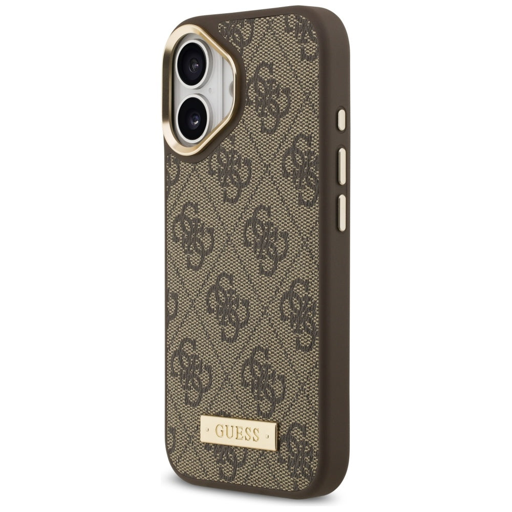 Guess 4G Logo Plate MagSafe-hylster til iPhone 17 - brun
