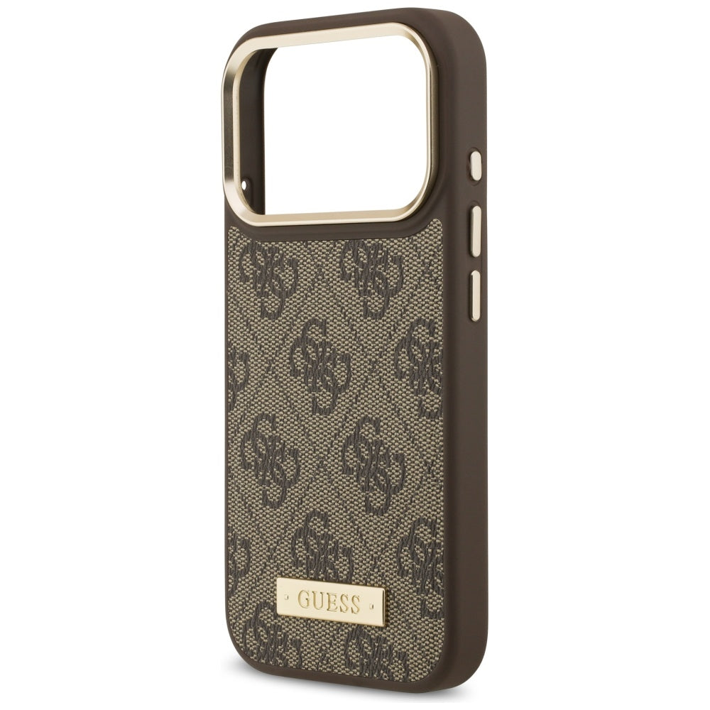 Guess 4G Logo Plate MagSafe-hylster til iPhone 17 Pro - brun