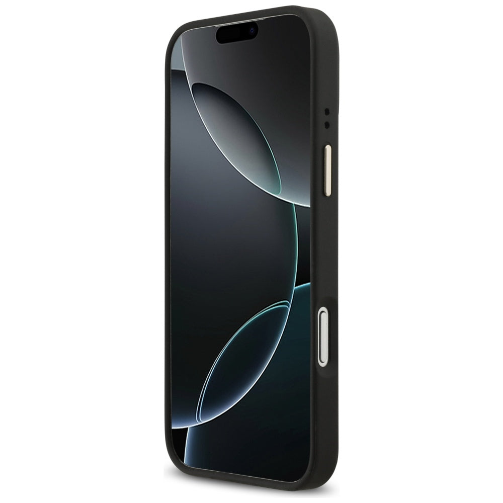 Guess 4G Srtass Logo & Big Strap Metal Buttons MagSafe Case til iPhone 17 Pro Max - sort