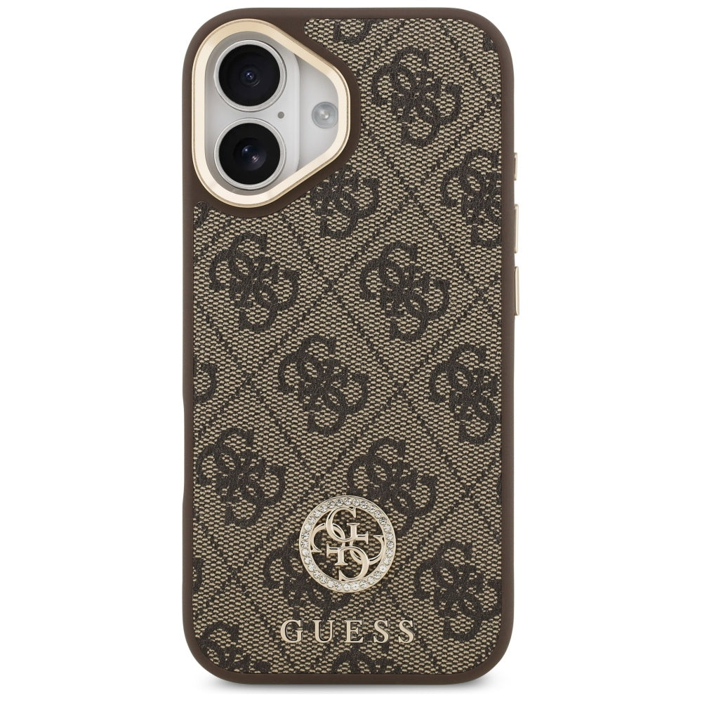 Guess 4G Strass Logo & Big Strap Metal Buttons MagSafe Case til iPhone 17 - Brunt