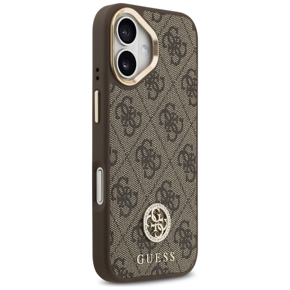 Guess 4G Strass Logo & Big Strap Metal Buttons MagSafe Case til iPhone 17 - Brunt