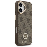 Guess 4G Strass Logo & Big Strap Metal Buttons MagSafe Case til iPhone 17 - Brunt