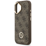 Guess 4G Strass Logo & Big Strap Metal Buttons MagSafe Case til iPhone 17 - Brunt