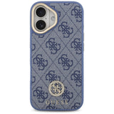 Guess 4G Strass Logo & Big Strap Metal Buttons MagSafe Case til iPhone 17 - Blå