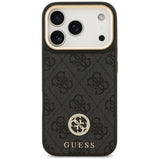 Guess 4G Strass Logo & Big Strap Metal Buttons MagSafe Case til iPhone 17 Pro - sort