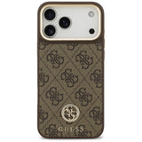 Guess 4G Strass Logo & Big Strap Metal Buttons MagSafe Case til iPhone 17 Pro Max - Brunt