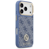 Guess 4G Strass Logo & Big Strap Metal Buttons MagSafe Case til iPhone 17 Pro - Blå