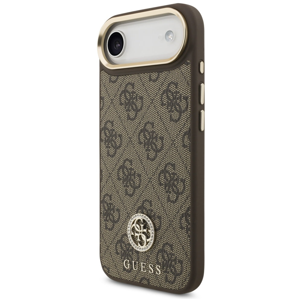 Guess 4G Strass Logo & Big Strap Metal Buttons MagSafe Case til iPhone Air - Brunt