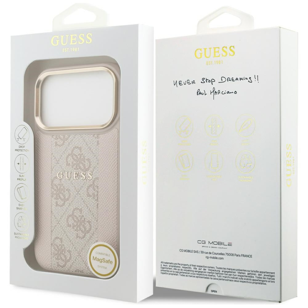 Guess 4G Stripe MagSafe Case til iPhone 17 Pro - Pink