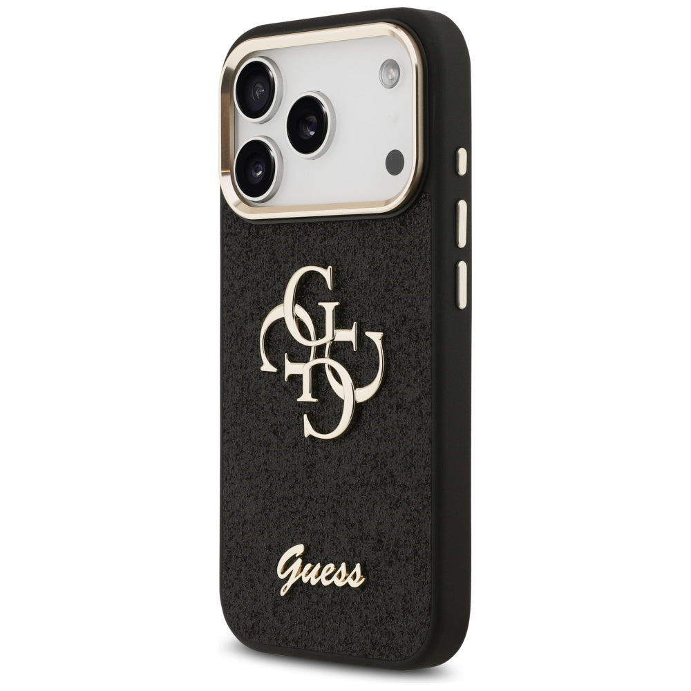 Guess Fixed Glitter Big 4G Metal Frame Case til iPhone 17 Pro - sort