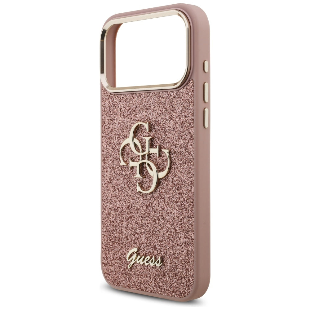 Guess Fixed Glitter Big 4G Metal Frame Case til iPhone 17 Pro Max - Pink