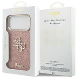 Guess Fixed Glitter Big 4G Metal Frame Case til iPhone 17 Pro Max - Pink