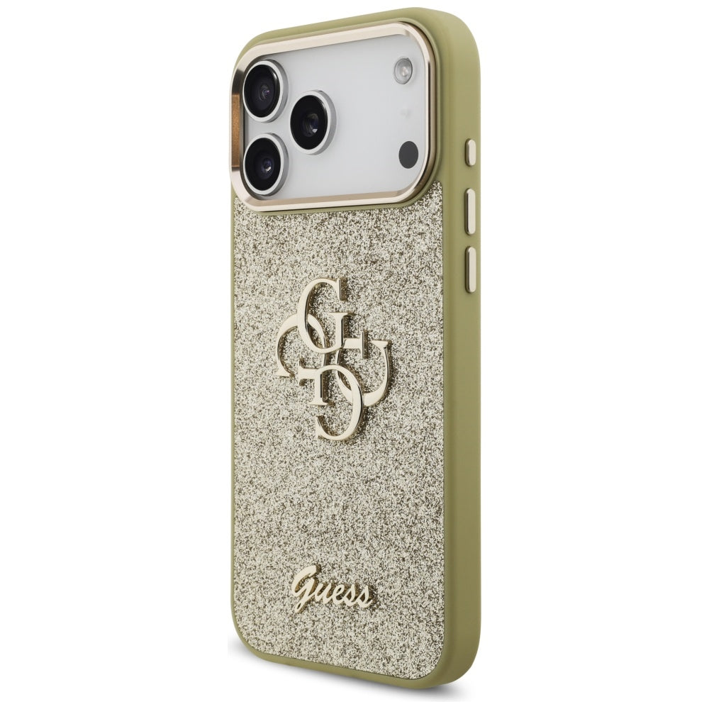 Guess Fixed Glitter Big 4G Metal Frame Case til iPhone 17 Pro Max - guld