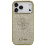 Guess Fixed Glitter Big 4G Metal Frame Case til iPhone 17 Pro Max - guld