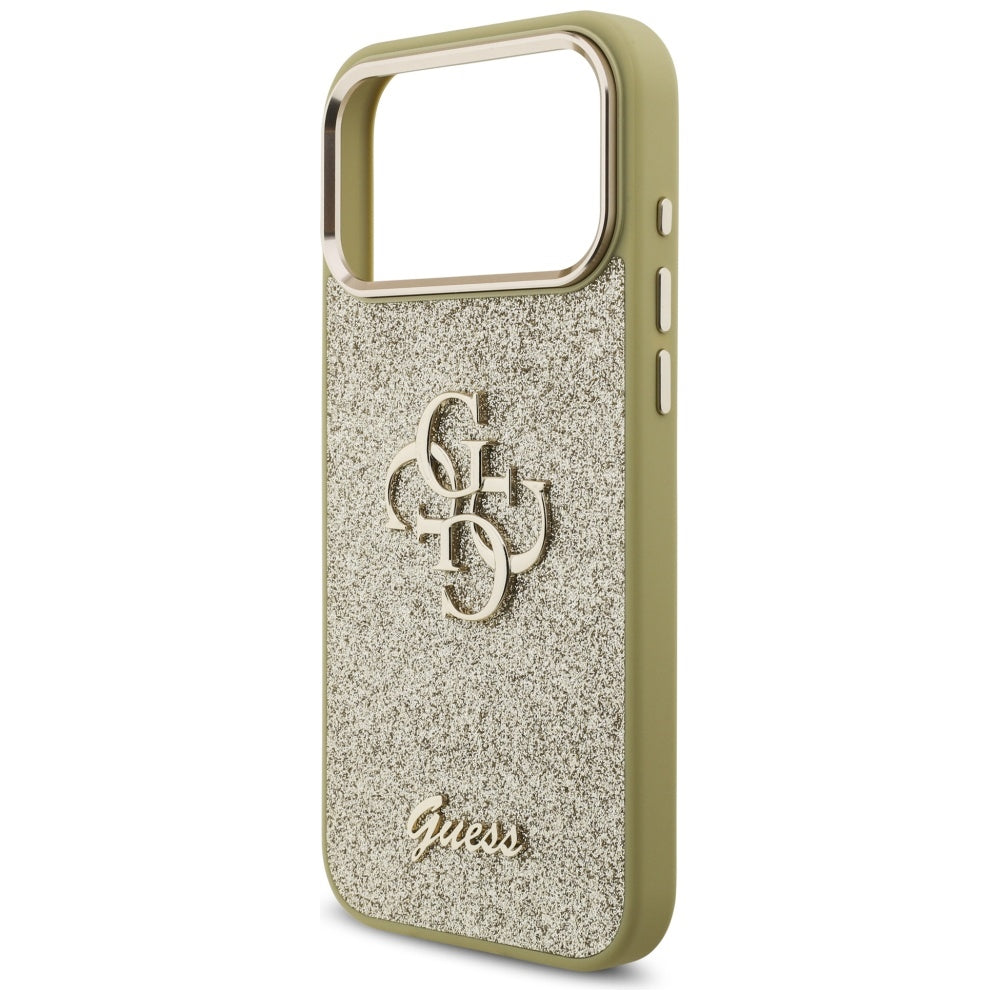 Guess Fixed Glitter Big 4G Metal Frame Case til iPhone 17 Pro Max - guld