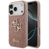 Guess Fixed Glitter Big 4G Metal Frame Case til iPhone 17 Pro - Pink