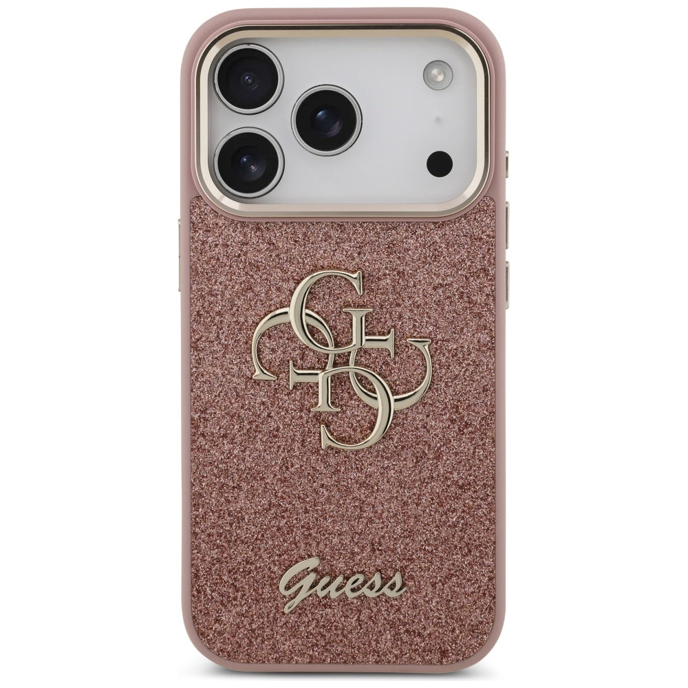 Guess Fixed Glitter Big 4G Metal Frame Case til iPhone 17 Pro - Pink