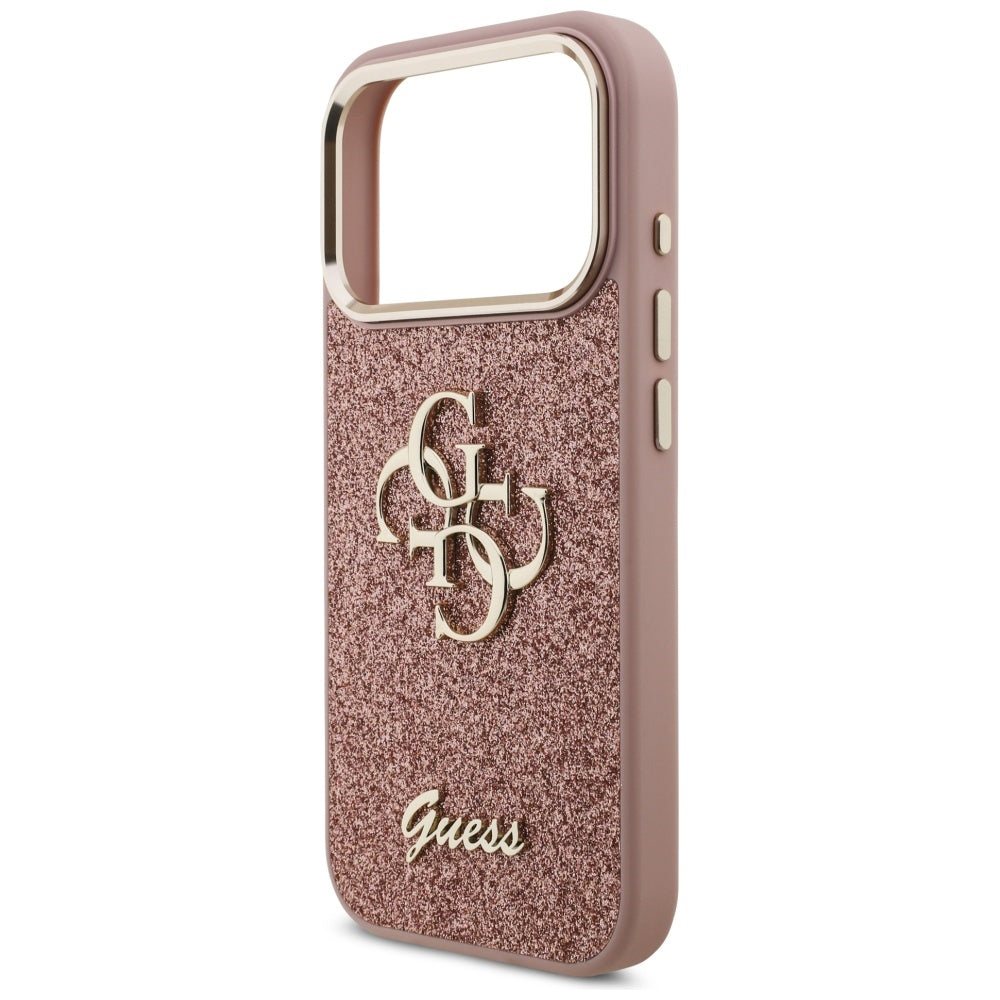 Guess Fixed Glitter Big 4G Metal Frame Case til iPhone 17 Pro - Pink
