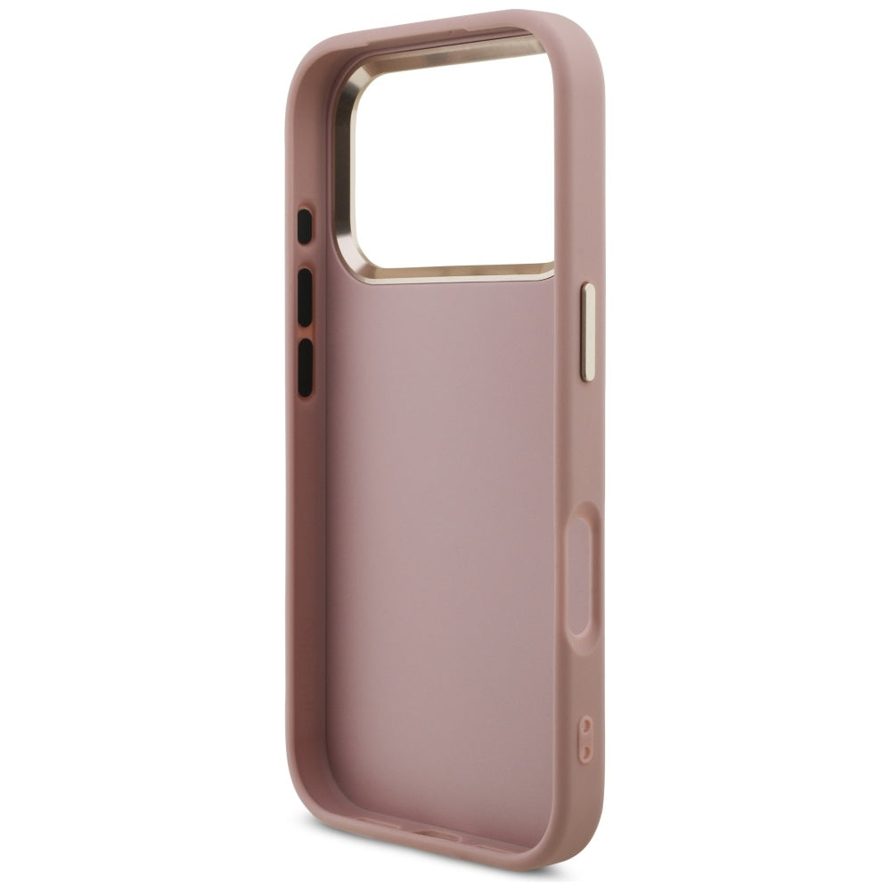 Guess Fixed Glitter Big 4G Metal Frame Case til iPhone 17 Pro - Pink