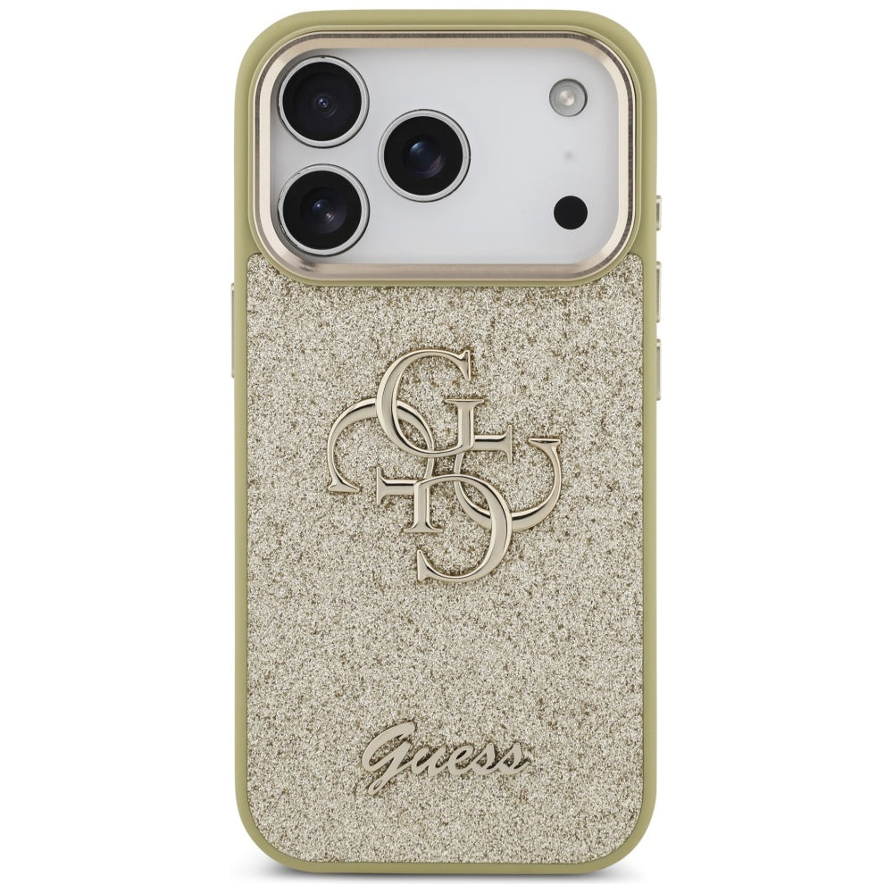 Guess Fixed Glitter Big 4G Metal Frame Case til iPhone 17 Pro - guld
