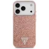 Guess Glitter Triangle Logo MagSafe Case til iPhone 17 Pro - Pink
