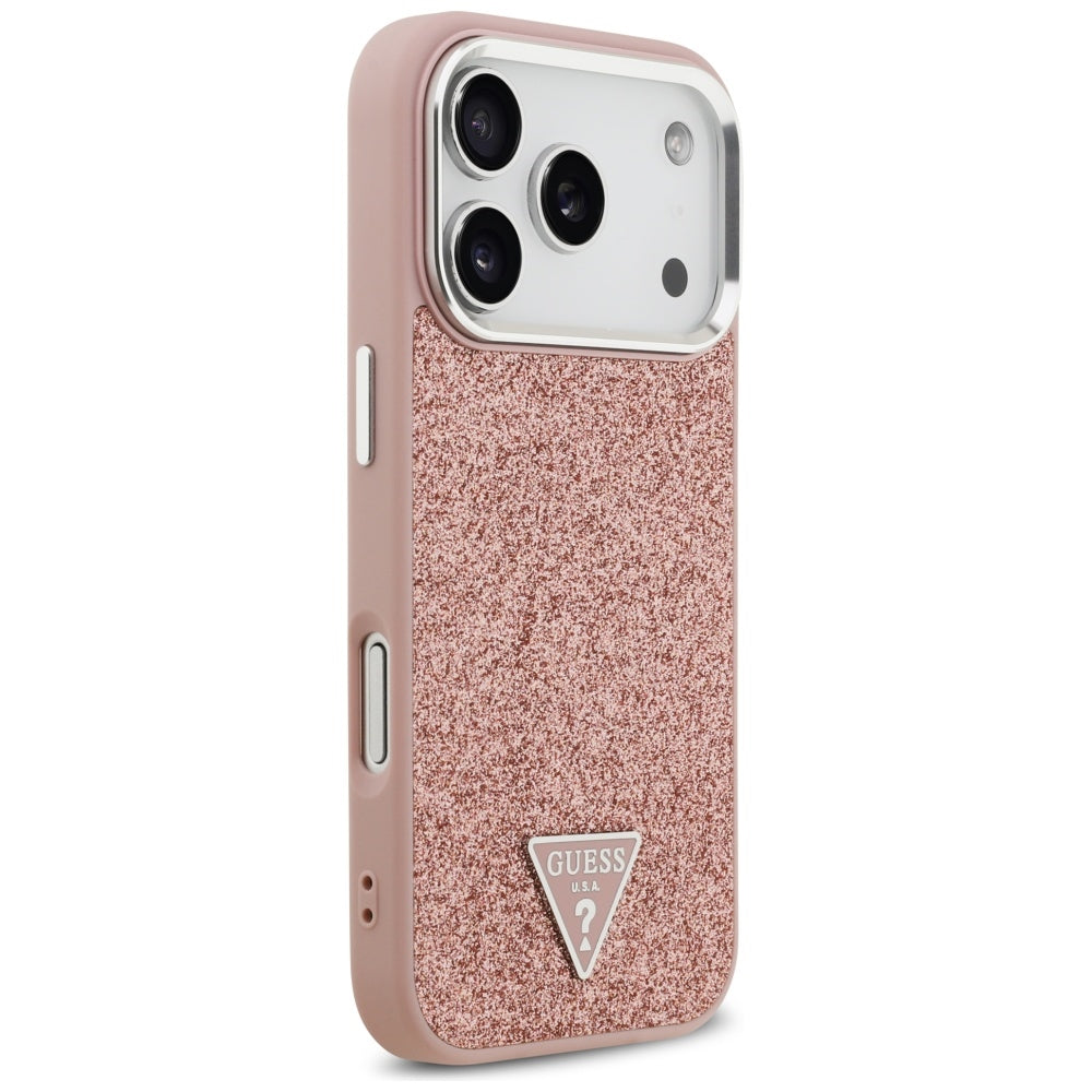 Guess Glitter Triangle Logo MagSafe Case til iPhone 17 Pro - Pink