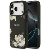 Guess Grained Flowers Classic Logo MagSafe-foder for iPhone 17 Pro - sort