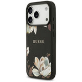 Guess Grained Flowers Classic Logo MagSafe-foder for iPhone 17 Pro - sort