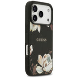 Guess Grained Flowers Classic Logo MagSafe-foder for iPhone 17 Pro - sort