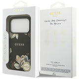 Guess Grained Flowers Classic Logo MagSafe-foder for iPhone 17 Pro - sort