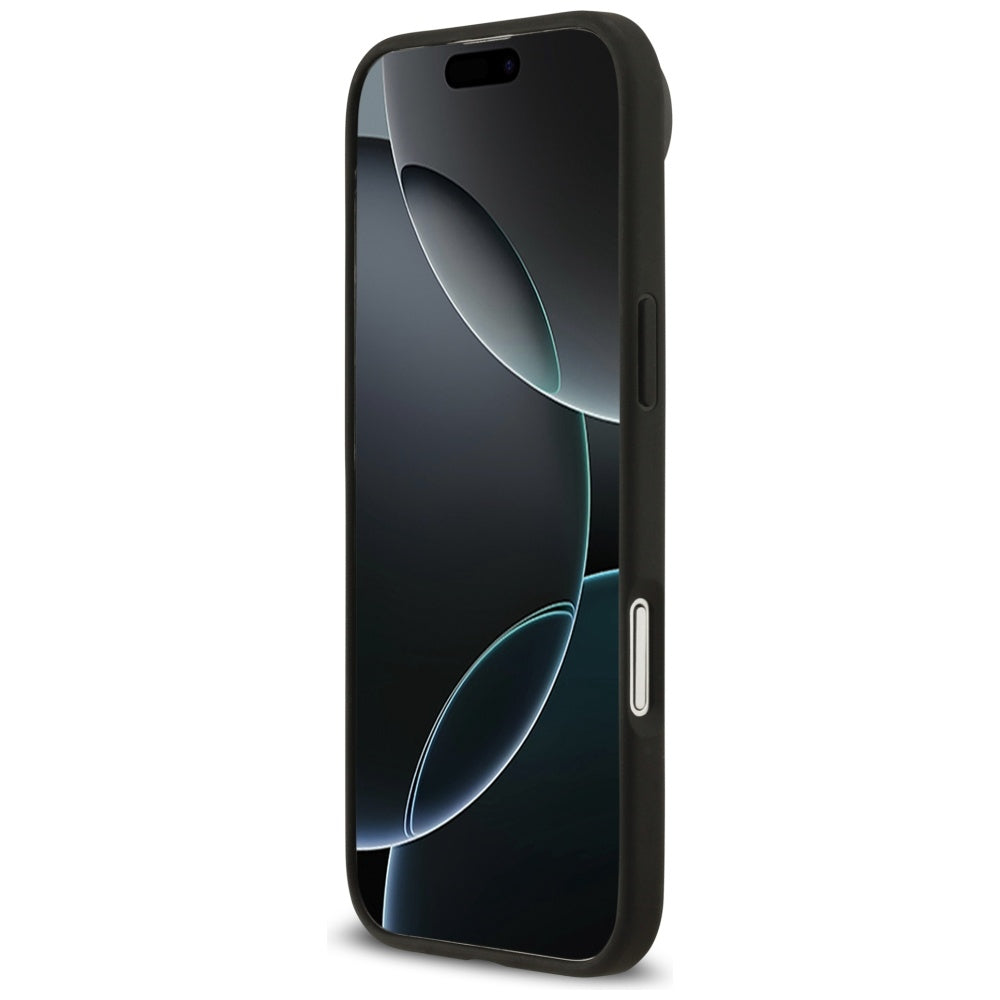 Guess Grained Flowers Classic Logo MagSafe-kasse til iPhone Air - sort