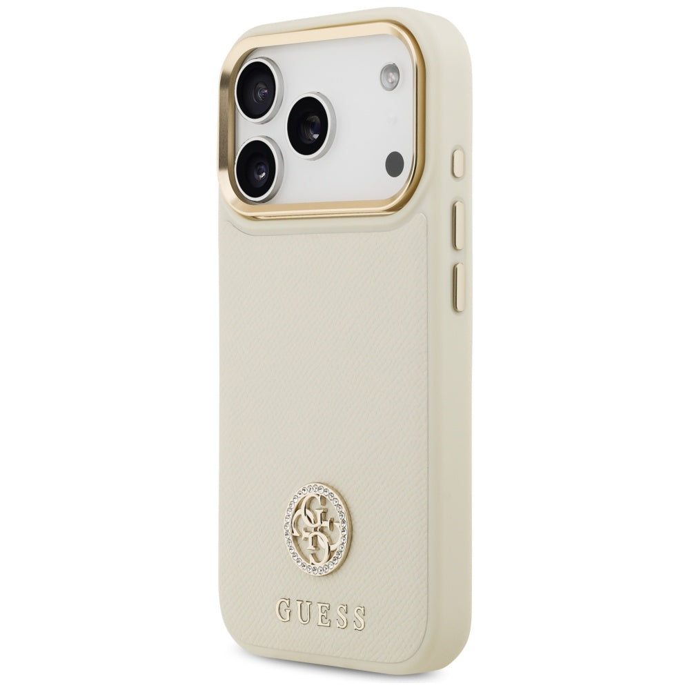 Guess Grained Strass Logo MagSafe-hylster til iPhone 17 Pro - beige