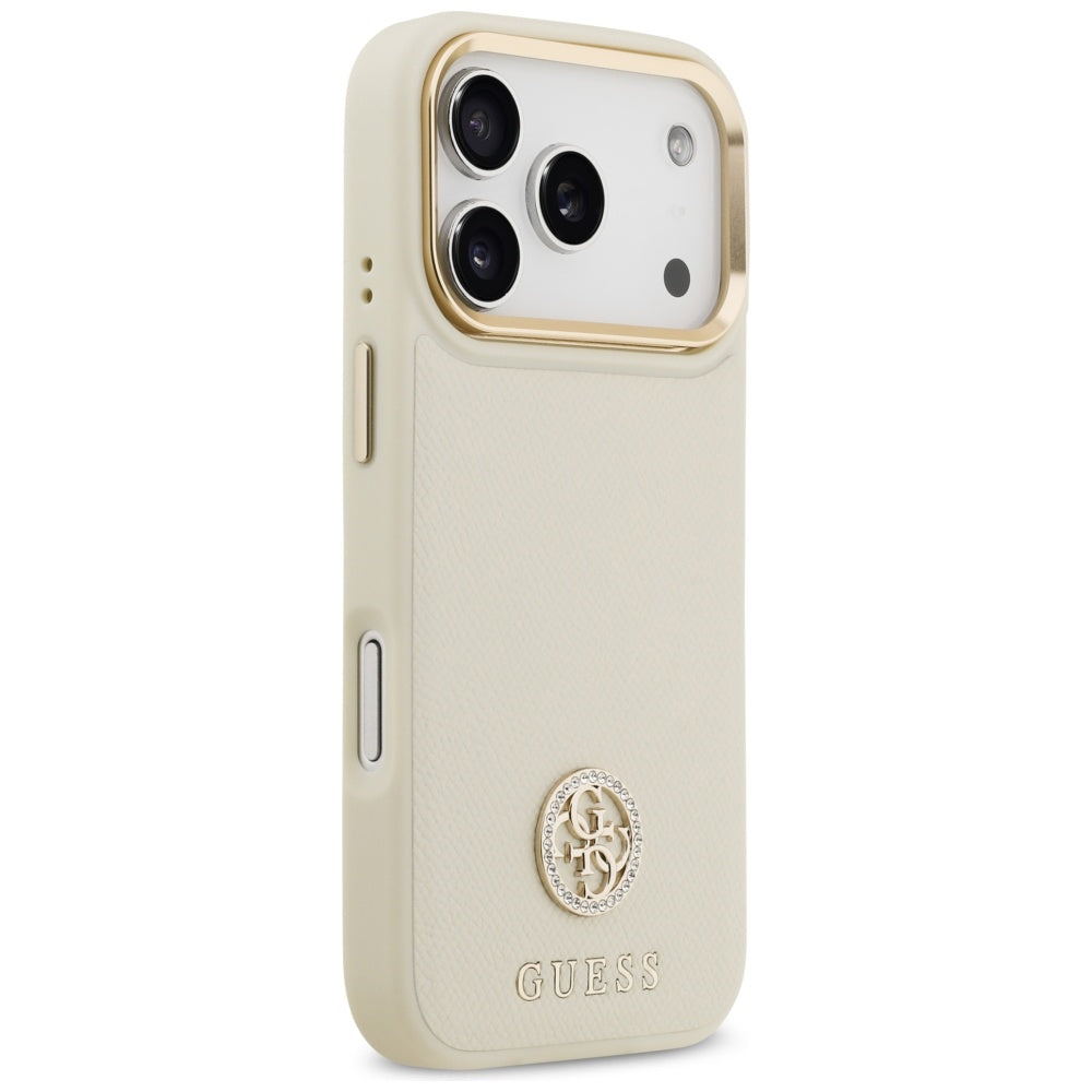Guess Grained Strass Logo MagSafe-hylster til iPhone 17 Pro - beige