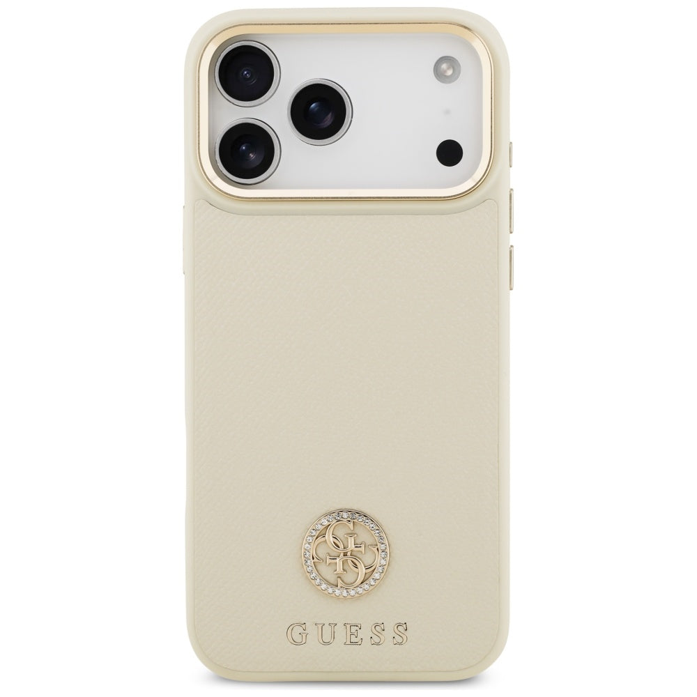 Guess Grained Strass Logo MagSafe-fodral til iPhone 17 Pro Max - beige