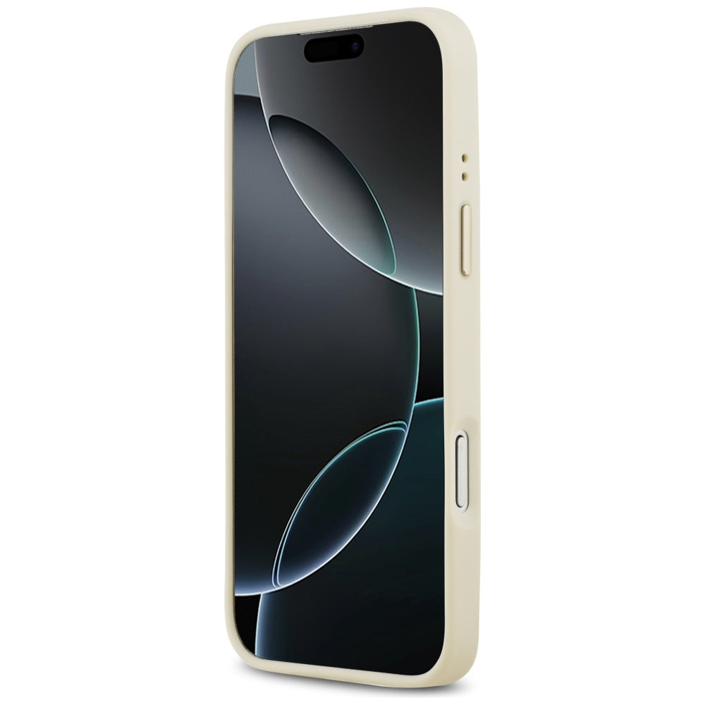 Guess Grained Strass Logo MagSafe-fodral til iPhone 17 Pro Max - beige