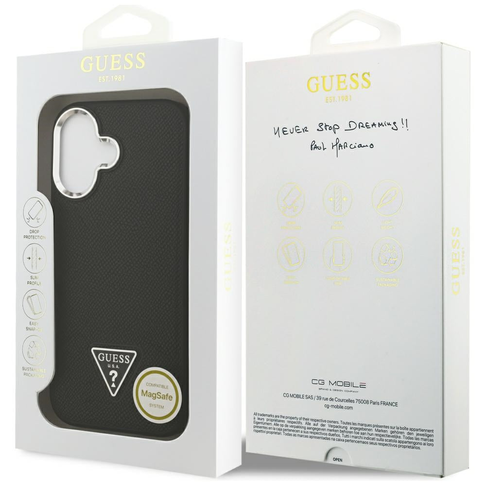 Guess Grained Triangle Logo MagSafe-hylster til iPhone 17 - sort