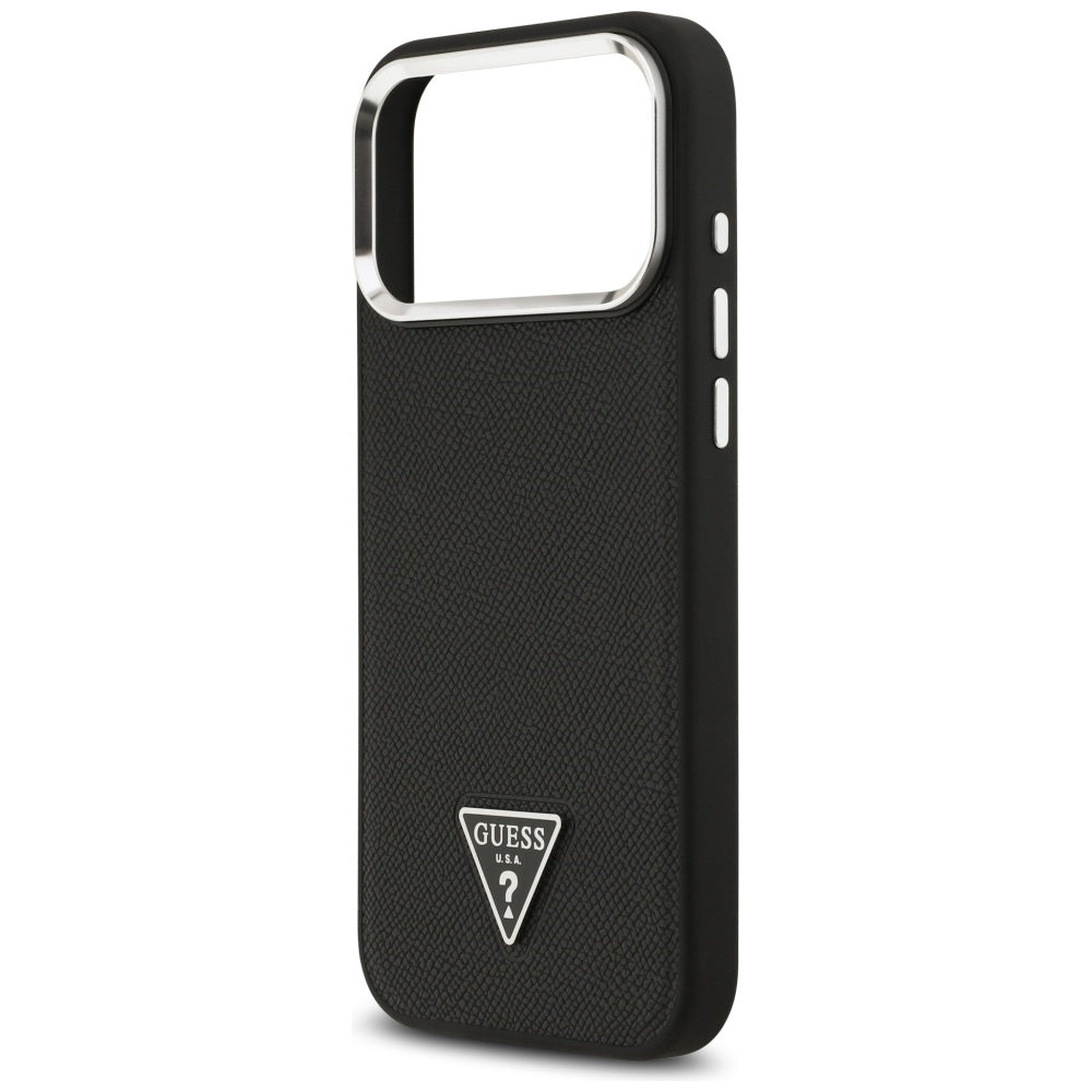 Guess Grained Triangle Logo MagSafe-hylster til iPhone 17 Pro - sort