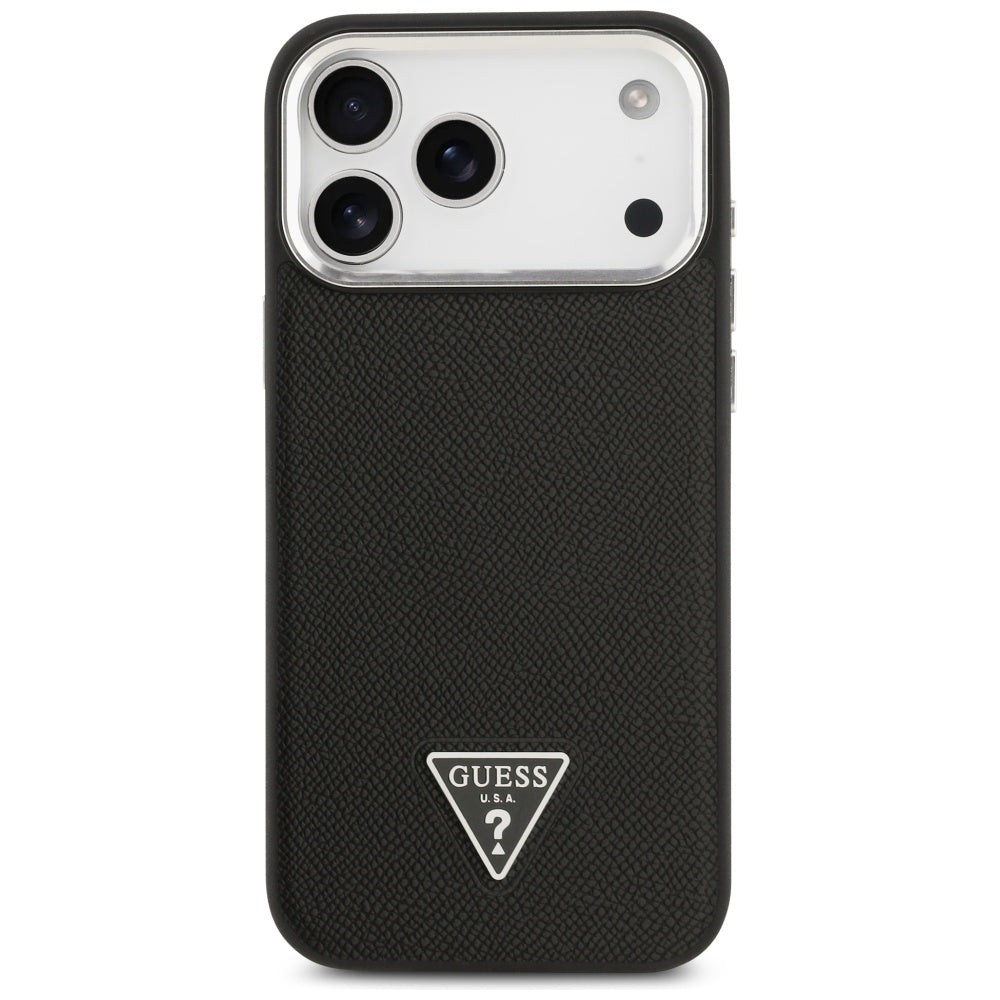 Guess Grained Triangle Logo MagSafe-fodral til iPhone 17 Pro Max - sort